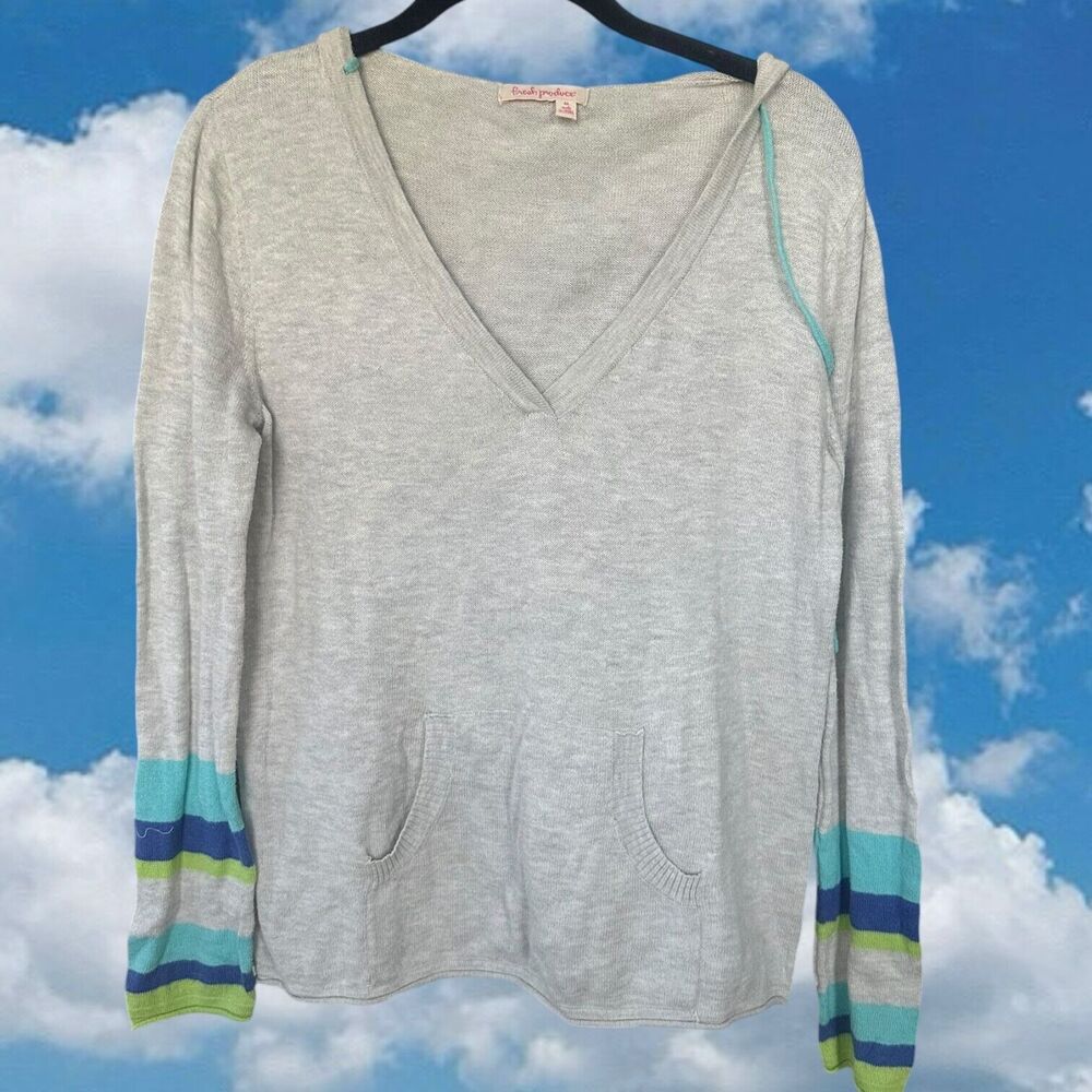 Fresh Produce Womens Cotton Blend Pullover Hoodie Sweater Size Medium Pocket